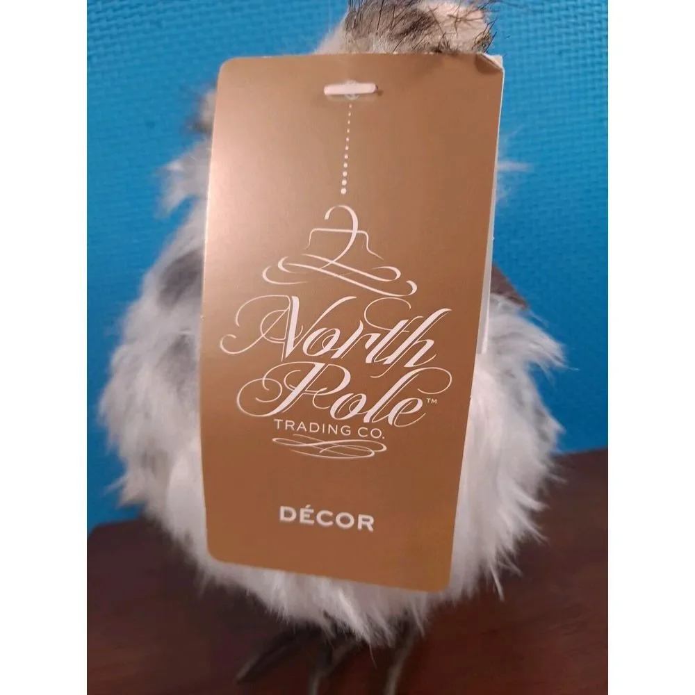 New Northpole Trading Snow Owl Hoot Gray White Table Top‎ Decoration Ornament